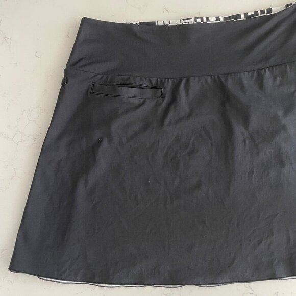 Reversible Pull On Golf Pickleball Mini Skirt Abstract Print/Solid Blk Wht S - Picture 5 of 11